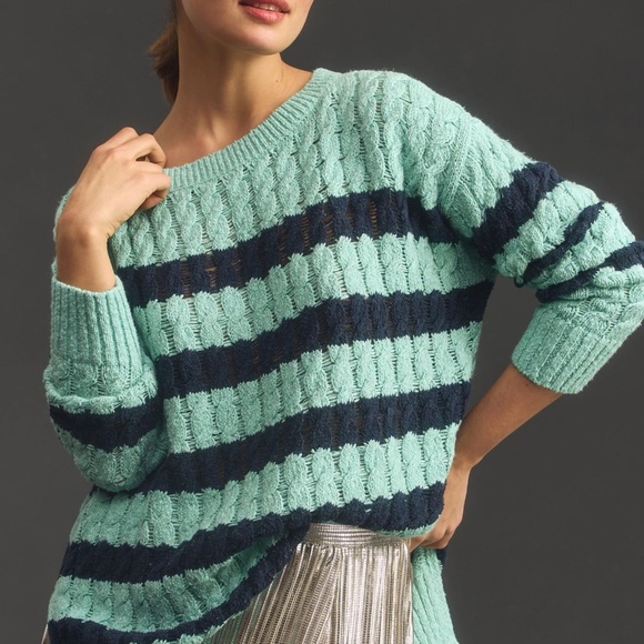 NWT Anthropologie Pilcro Longline Stitch Cable-Knit Sweater PS - Picture 2 of 5